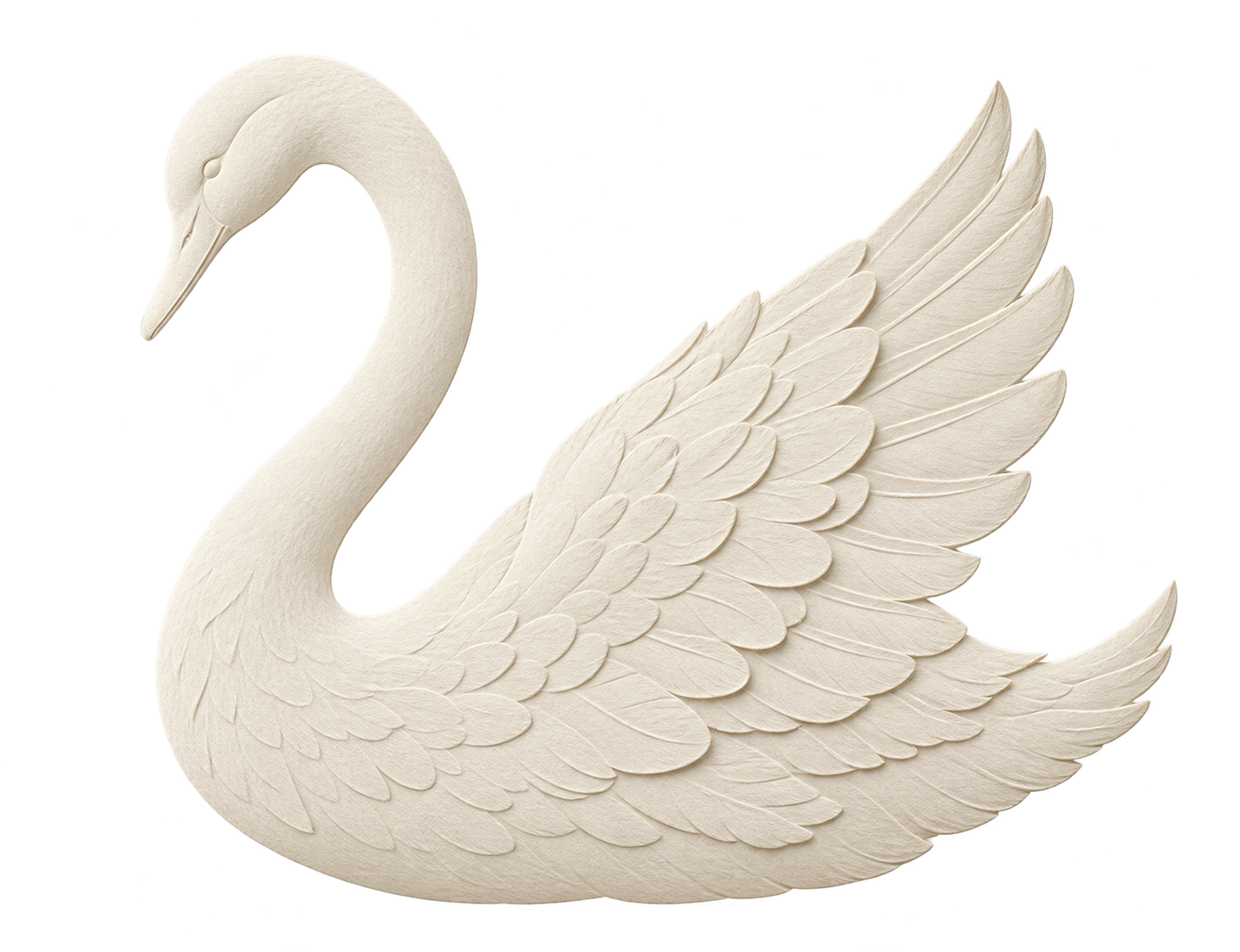 Ivory paper swan with embossed feathers