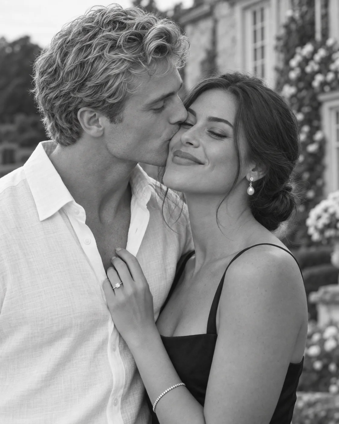 James kisses Sophie on the cheek